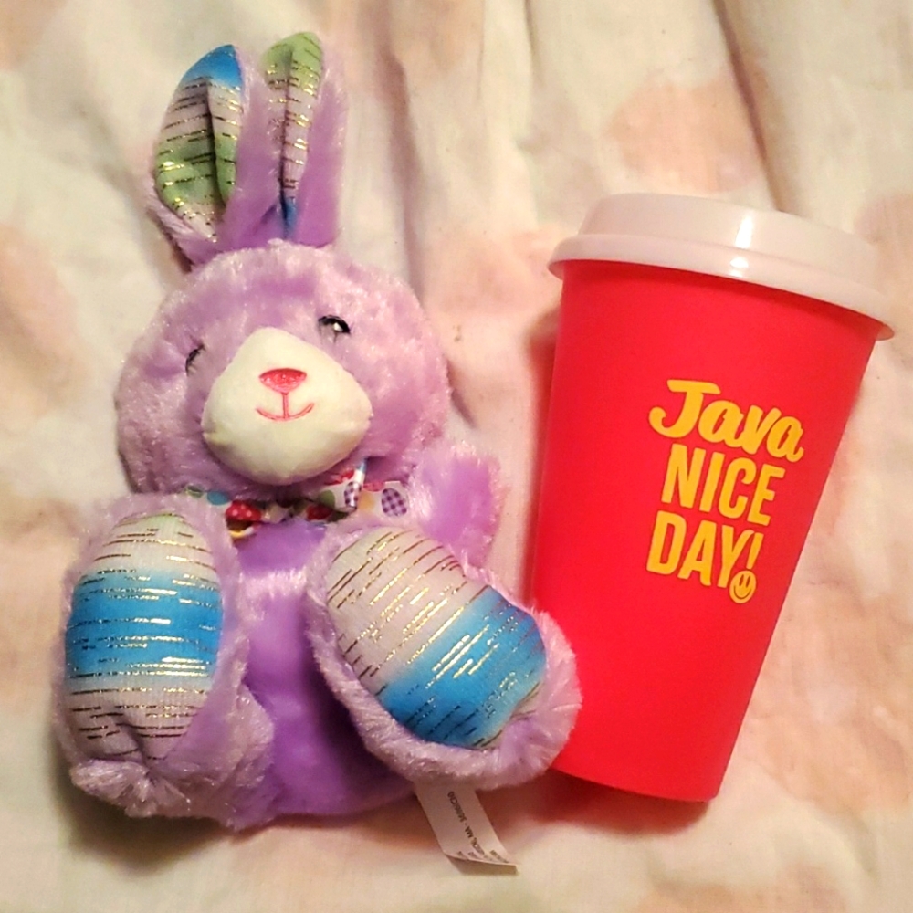 Java Nice Day tumbler cup & Bunny plushie NWNT